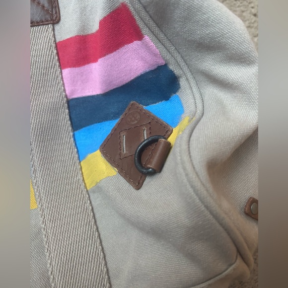 Wren & Glory Hand Painted Canvas Duffle Bag by Alternative with Rainbow Design - Picture 3 of 8